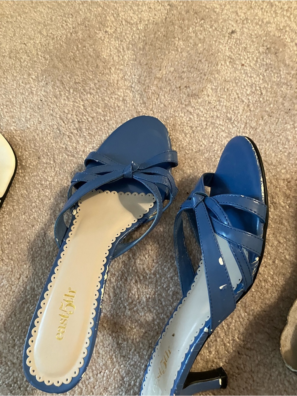East 5th Blue Knotted Open-Toe Heeled Sandals